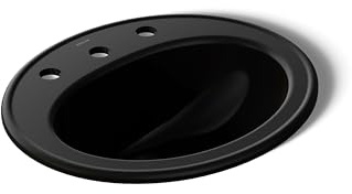 KOHLER K-2196-8-7 Pennington Self-Rimming Bathroom Sink, Black Black
