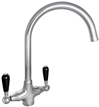 Reginox Brooklyn Polished Chrome Traditional Black Handle Kitchen Tap