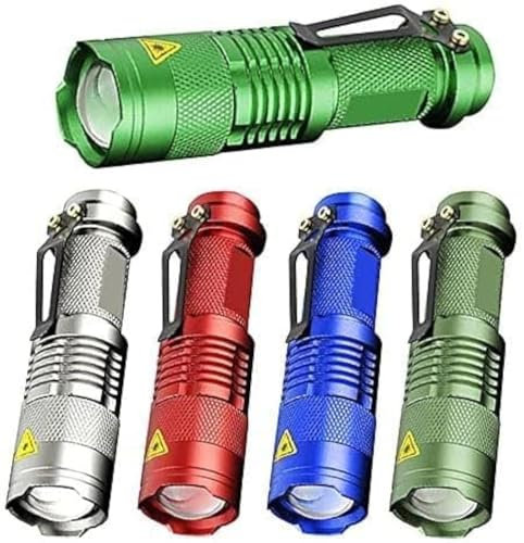 Pocketman - Paquete de 5, 7 W 300 lm, 3 modos, mini linterna LED táctica