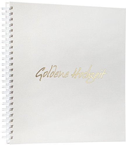Pagna 13916-02 Hochzeits-Spiralalbum Goldene Hochzeit, Leineneinband mit Goldprägung, weißer Fotokarton, 310 x 320 mm, 40 Seiten, weiß