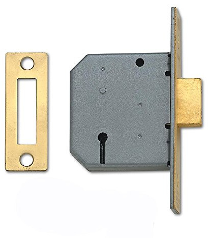 Union Locks 2177 3 Lever Mortice Deadlock 65mm - Polished Brass (Boxed)