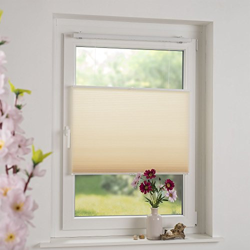 FREIHÄNGENDES WABENPLISSEE PLISSEE creme 120cm breit x 130cm lang ohne Zugschnur