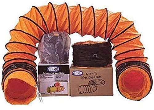 POWERSTAR PVC Flexible ducting Industrial Portable Ventilator Extractor Hose Heavy Duty (16 Inches) 400mm (Orange Fire Retardant/High Strength/Air Transfer Duct)
