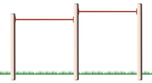 Gartenpirat Kletterstange Outdoor – Spielgeräte für draußen – Doppel Turnreck Olli – Turnstange Garten in Rot – Aus Rundholz – Gesamtlänge 286 cm