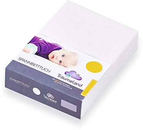 Träumeland Spannbetttuch für Laufgittermatratzen Jersey weiß 100x100 2er Pack