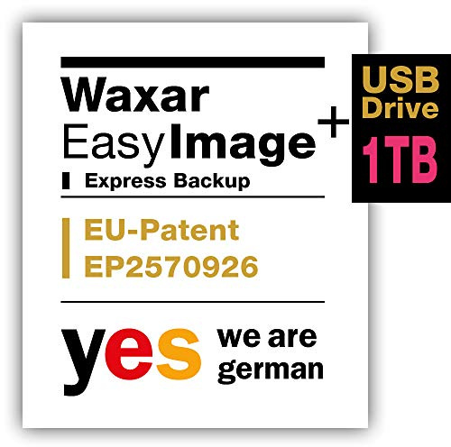 Waxar EasyImage-1000 Bundle, High-End Backup Software inklusive Speicher 1TB, läuft sofort ohne Installation, kompatibel mit Windows | Mac | Linux, Server-Edition, 1 Gerät, Life-Time License, EN