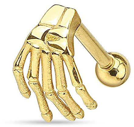 Autiga Tragus Ohr Piercing Skelett Hand Gothic Piercing Stecker Helix Cartilage Barbell Chirurgenstahl
