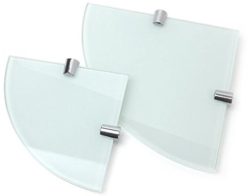 BSM Marketing Lot de 2 étagères d'angle en verre trempé blanc 6 mm – 150 mm et 200 mm