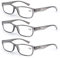 3 Pack Lesebrille 2.25 Herren/Damen,Gute Brillen,Hochwertig,Rechteckig,Komfortabel,Super Lesehilfe,fur Manner und Frauen,(3 Grau)