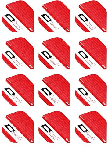 Hardcore XT Red and White RD Logo Extra Thick Standard Dart Flights - (4 Sätze pro Packung)