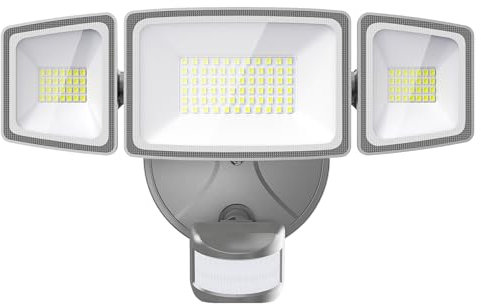 Onforu LED Strahler mit Bewegungsmelder Außen 55W, 5000 LM LED Fluter, Außenstrahler mit verstellbaren 3 Köpfe, 6500 K Kaltweiß Scheinwerfer, IP65 Wasserdicht Flutlicht für Garage, Garten, Hof