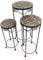 K&L Wall Art Mosaik Blumentreppe Naturstein Blumenregal Vintage Blumenhocker 3X Gartentisch Set Pflanzenständer Steinmosaik Blumenständer Stein Balkon Garten (rund 3-teilig)