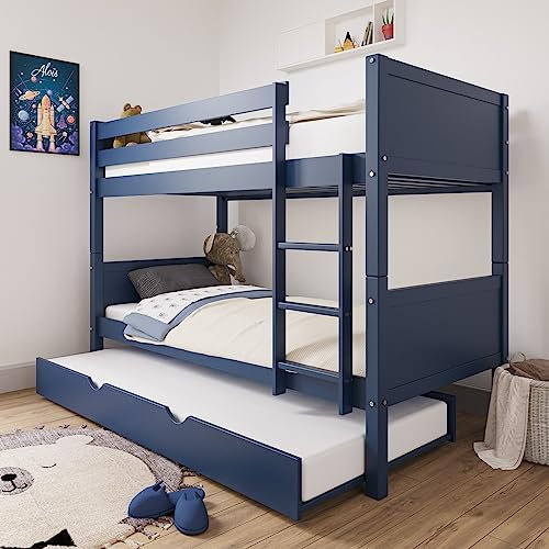 Luca Navy Wooden Detachable Bunk Bed with Trundle