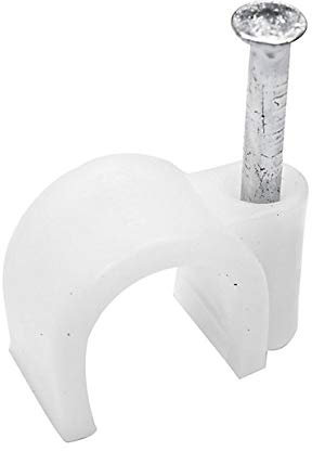KnnX 28308 - Grapas para Cables - con Clavo - Redondo - Blanco - 8mm - Paquete de 50