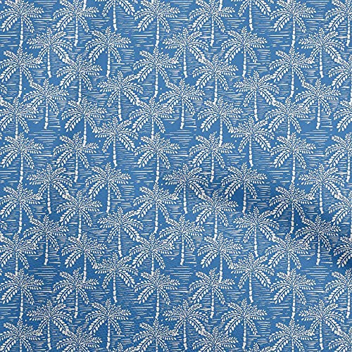 oneOone Mittelblauer Baumwoll Flex Stoff Für Baum Bastelprojekte, Dekostoff, Bedruckte Meterware, 40 Zoll Breit