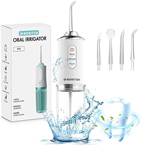 Water flossers for Teeth Cordless 220ml Sink USB Rechargeable Portable Oral Irrigator and 3 Modes with 4 nozzles and IPX7 Waterproof 360° Rotating Electric flosser for Travel and Home Dental Cleaning