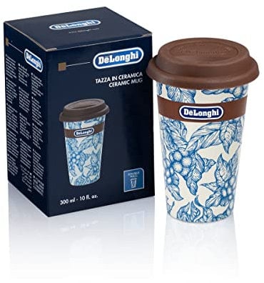 De'Longhi Travel Mug DLSC064 Doppelwandige Thermosflasche für heiße und kalte Getränke, leicht zu transportieren, rutschfeste Silikonhülle, 300 ml Fassungsvermögen