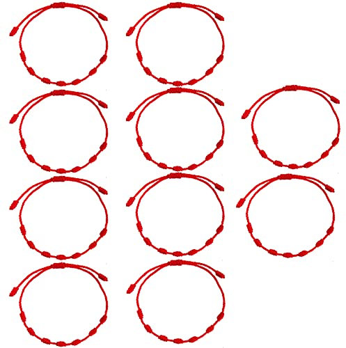 CENRONG Rote Schnur Armband,10 PCS handgestricktes Glücksseil Knoten Armband Set handgemachtes geflochtenes Armband (10PCS Red style 1)