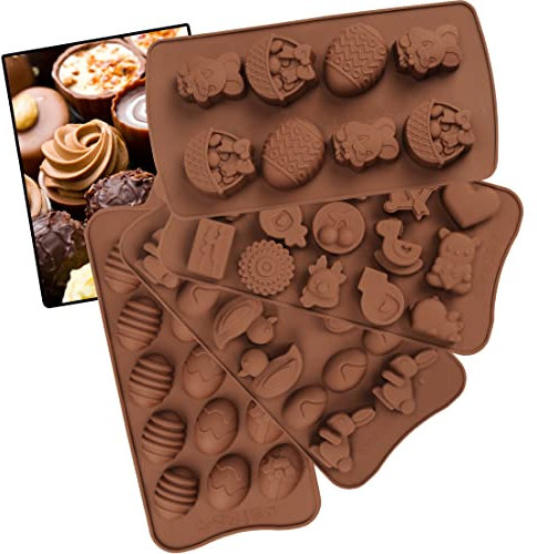 CHMMY Silikonform ostern Silikon Schokoladenformen 4 Stück Pralinenform Backform Ostern Hase für DIY Schokolade, Süßigkeiten, Gelee