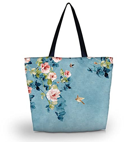 AOKSUNOVA Umhängetasche Stoffbeutel Bedruckt Tragetasche mit Innentasche Stofftasche Shopper Handtasche Strandtasche