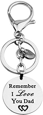 Homxi Schlüsselbund Edelstahl Damen Herren,Runde Militärplatte Gravur Remember I Love You dad Schlüsselanhänger Ring Silber