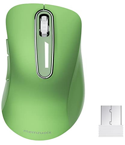 memzuoix Souris sans Fil 2.4GHz, Souris Optique Portable 1400 DPI avec Mini Récepteur USB, 5 Boutons et Fonctionnement sur Piles pour Ordinateur Portable, de Bureau, MacBook - Vert