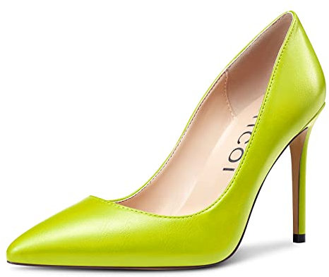 Aachcol Donna Spillo Alto High Tacco Heel Pumps a Punta Slip-on Ufficio Dress Scarpe Classico 10 CM Verde Lime Matte 45 EU