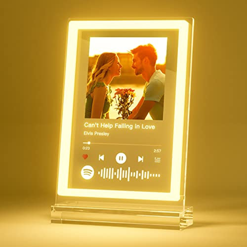 iDIY Spotify Glas Personalisierte Geschenke mit Neon - Song Cover Glas Bild mit Foto LED - Weihnachtsgeschenke, Jahrestag, Valentinstagsgeschenk, Acrylglas, 22x15cm