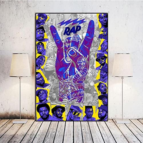 JIUJIUJIU Hip Hop Rapper Poster Wandbild Artwork Leinwand Drucke Cool Rap Gesten Wandkunst Bild Malerei für Wohnzimmer Dekoration 60 * 90cm
