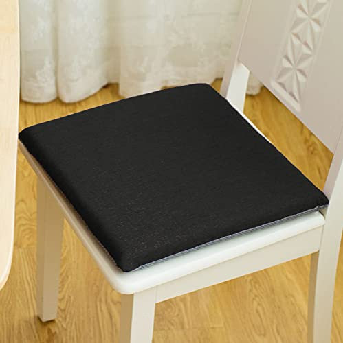 Sitzmatte aus Memory-Schaum, quadratisch, doppelt, rutschfest, für Esszimmerstuhl, Bürostuhl, Sitzkissen, Polyester, Stuhlkissen für den Innenbereich, Küche, 45 x 45 cm, Schwarz