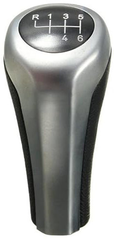 Getriebe Schaltknüppel Schaltknauf Für BMW 1er 3er 5er 6er E46 E53 E60 E61 E63 E65 E81 E82 E83 E87 E90 E91 E92 X1 X3 X5 Verchromte Kohlefaser Matt Automatik Schalthebe (Farbe : Matte Silver 6Speed)