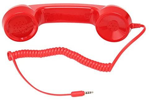 Retro 3,5-mm-Telefonhörer, Multifunktionaler, Strahlungsfreier Handtelefonempfänger, One-Touch-Bedienung für Handy-Computer (Rot)