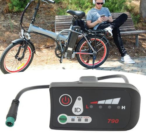 Bewinner Elektrisches Fahrrad LCD Anzeigemessgerät, Elektrischer Fahrrad Tachometer mit Wasserdichtem 5P Stecker, LED Leistungsanzeigefeld für 22,2 mm Lenker (36V)