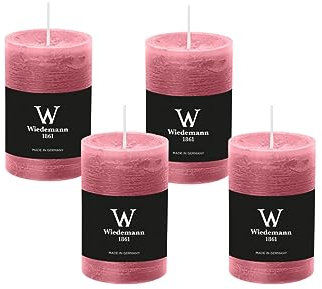 4er Set Adventskranzkerzen Rustik Marble Kerzen durchgefärbt mit Abbrandschutz Altrosa 80 x 68 mm