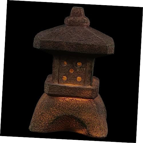 Amosfun Solar Pagode Gartenlampe Aus Hochwertigem Resin Solarbetriebene Dekorative Pagodenlaterne Im Asiatischen Stil Für Terrasse Balkon Und Garten Wetterfest Energiesparend Und Einsetzba