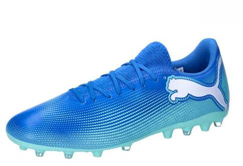 PUMA Future 7 Play MG, Soccer Shoe Unisex Adulto, Hyperlink Blue-Mint White, 40 EU