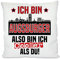 Kissen mit lustigem Spruch | Ich bin Augsburger also bin ich cooler als du! | Fußball Deko-Kissen für Augsburg Fan | Skyline deiner Stadt | 40cm x 40cm optional mit Wunschtext auf der Rückseite