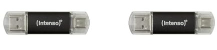 Intenso Twist Line 64 GB, Dual USB-Stick 3.2 Gen 1x1, USB-C und USB-A, 70MB/s, Anthrazit (Packung mit 2)