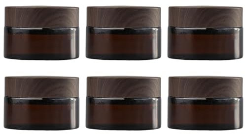 ToKinCen 6 Stück Amber Glas 5ml Leerdose klarer Tiegel Cremedose Leere Nachfüllbare Behälter Braunen Glasbehälter mit Deckel und Liner