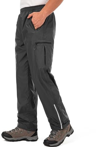 Jogwits Regenhose Herren Wasserdicht Leichte Fahrrad Winddicht Reflektierende Outdoorhose zum Wandern Camping Golf Angeln