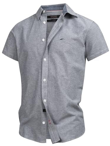 Indicode Herren INKenner Kurzarm-Hemd aus 100% Baumwolle mit Kentkragen | Klassisches Kurzarmhemd aus Baumwolle mit weicher Qualität, Herrenhemd, Sommerhemd, Freizeithemd, Baumwollhemd für Männer