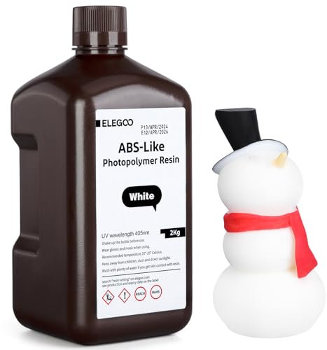 ELEGOO LCD UV 405nm ABS-Like 3D Resin for LCD 3D Printer Photopolymer Resin for LCD/DLP/MSLA 3D Printing - White 2KG