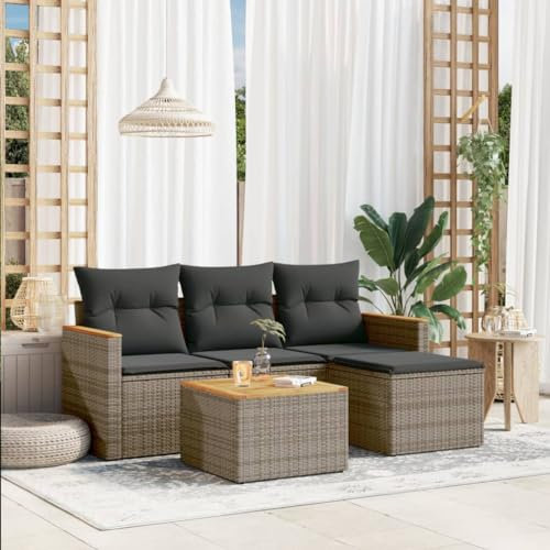 Festnight Balkon Ecklounge mit Stauraum, Garten Lounge Rattan Sofa, Outdoor Sitzecke, Loungemöbel, Gartensofa Ecksofa, Rattansofa Couch