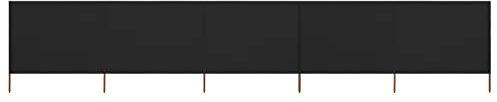Homgoday Paravent mit 5 Paneelen aus Stoff, 600 x 80 cm, Schwarz, Möbel, Paravent für den Außenbereich, Balkon und Garten, Trennwand für den Außenbereich