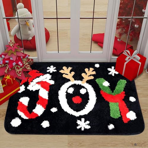 MaibaoteMbt Weihnachtsmatten, 60cmx40cm Weihnachtsdruck Teppich, Weihnachten Waschbar Fussmatte, Christmas Pattern Doormat, Weihnachts Türmatte, für Außen und Innen für Küche Wohnzimmer Schlafzimmer