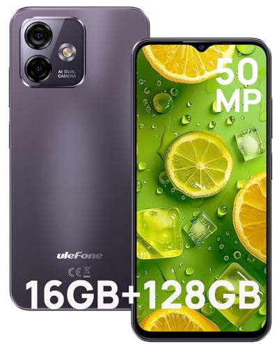 Ulefone Note 16 Pro Smartphone Ohne Vertrag, 16GB + 128GB/SD-256GB Handy 4400mAh mit 50MP Kamera Octa Core 6,52 Zoll HD+ 5 Ghz WiFi Android 13 Dual SIM Fingerabdruck/Face ID/4G/GPS/OTG/Lila