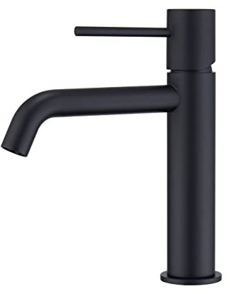 GALYON IMEX Grifo Monomando de Lavabo, Serie Monza BDM039-1, Acabado Cromo, Cartucho Cerámico Ø26 mm, Flexos 3/8 (Negro Mate)