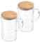 PATIKIL Vaso Medidor de Vidrio de 1000 ml, Paquete de 2 Tazas Medidoras de Vidrio Borosilicato 3.3 con Escala Impresa en Blanco Graduada para Medir Líquidos, con Tapa de Madera y Pico en V
