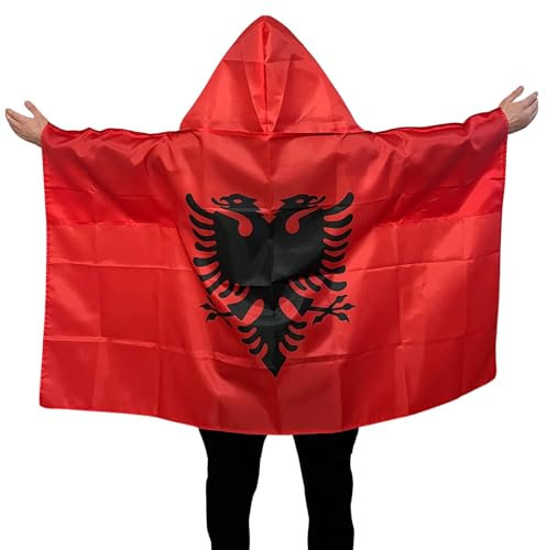 Albanien Bodyflagge Premium Qualität aus fein Polyester - Albania Bodyflag - Albanien Umhängeflagge - Albanische Flagge - Albanien Flagge - Flamuri i Shqipërisë - Albanien Kosovo flagge