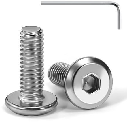 Tunejoy Tornillos de Cabeza Plana M4 x 12 mm Tornillo de Cabeza Hexagonal de Acero Inoxidable A2 V2A Perno de Muebles con llave Allen Rosca Completa 20 Piezas